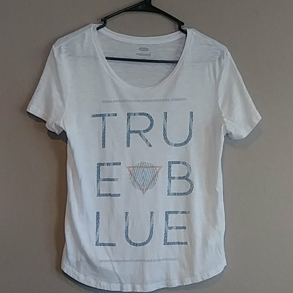 OLD Navy white crisp tee True Blue relaxed